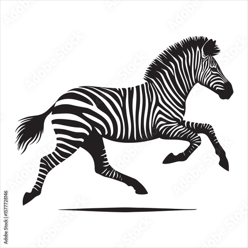Silhouette vector of a zebra standing on a white background