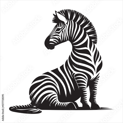 Silhouette vector of a zebra standing on a white background