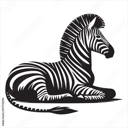 Silhouette vector of a zebra standing on a white background