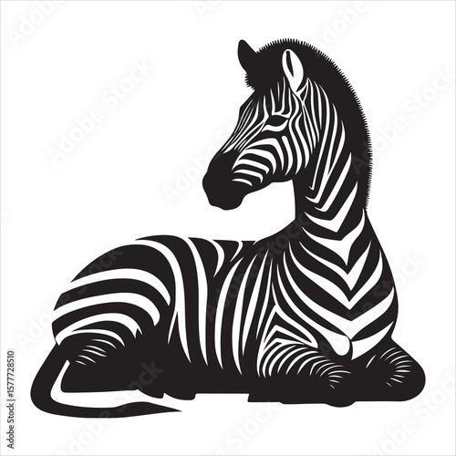 Silhouette vector of a zebra standing on a white background