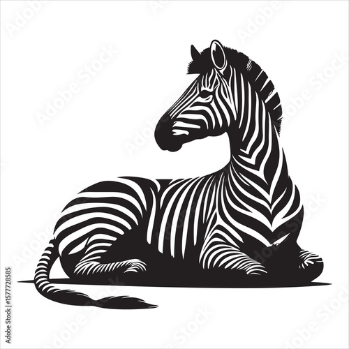 Silhouette vector of a zebra standing on a white background