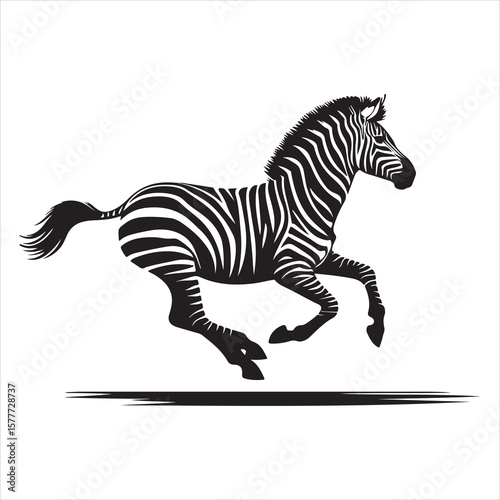Silhouette vector of a zebra standing on a white background