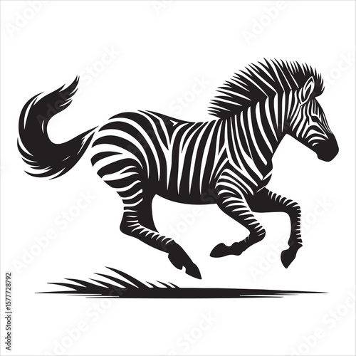 Silhouette vector of a zebra standing on a white background