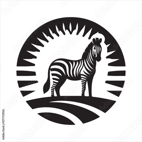 Silhouette vector of a zebra standing on a white background