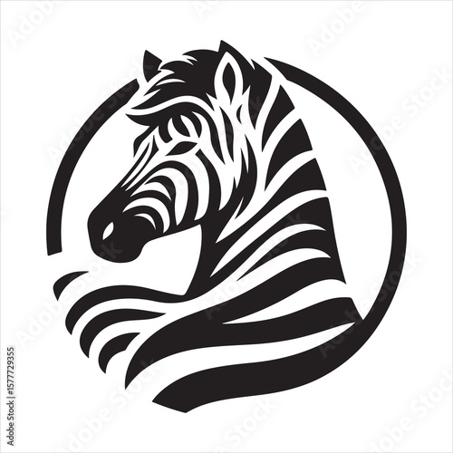 Wallpaper Mural Silhouette vector of a zebra standing on a white background Torontodigital.ca