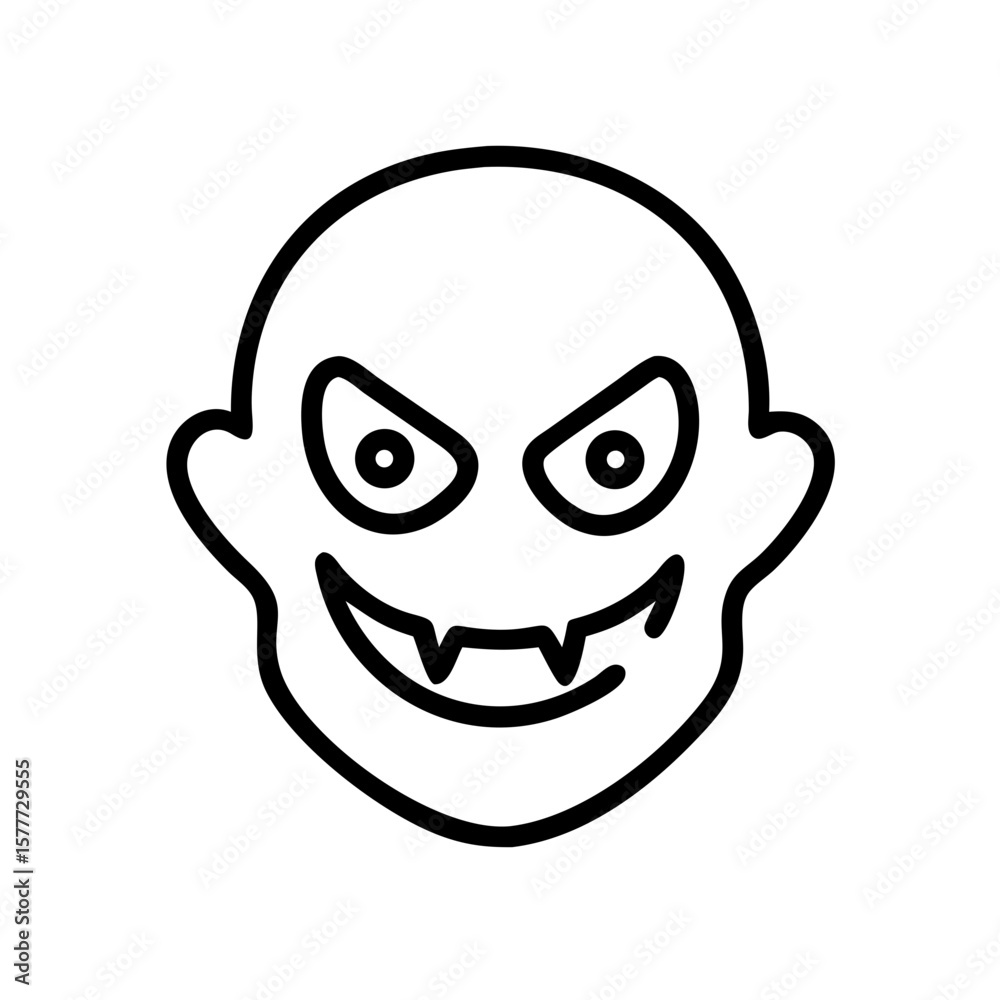 Creepy cartoon monster face with sharp teeth and angry eyes for Halloween Creepy cartoon monster face with sharp teeth and angry eyes for Halloween