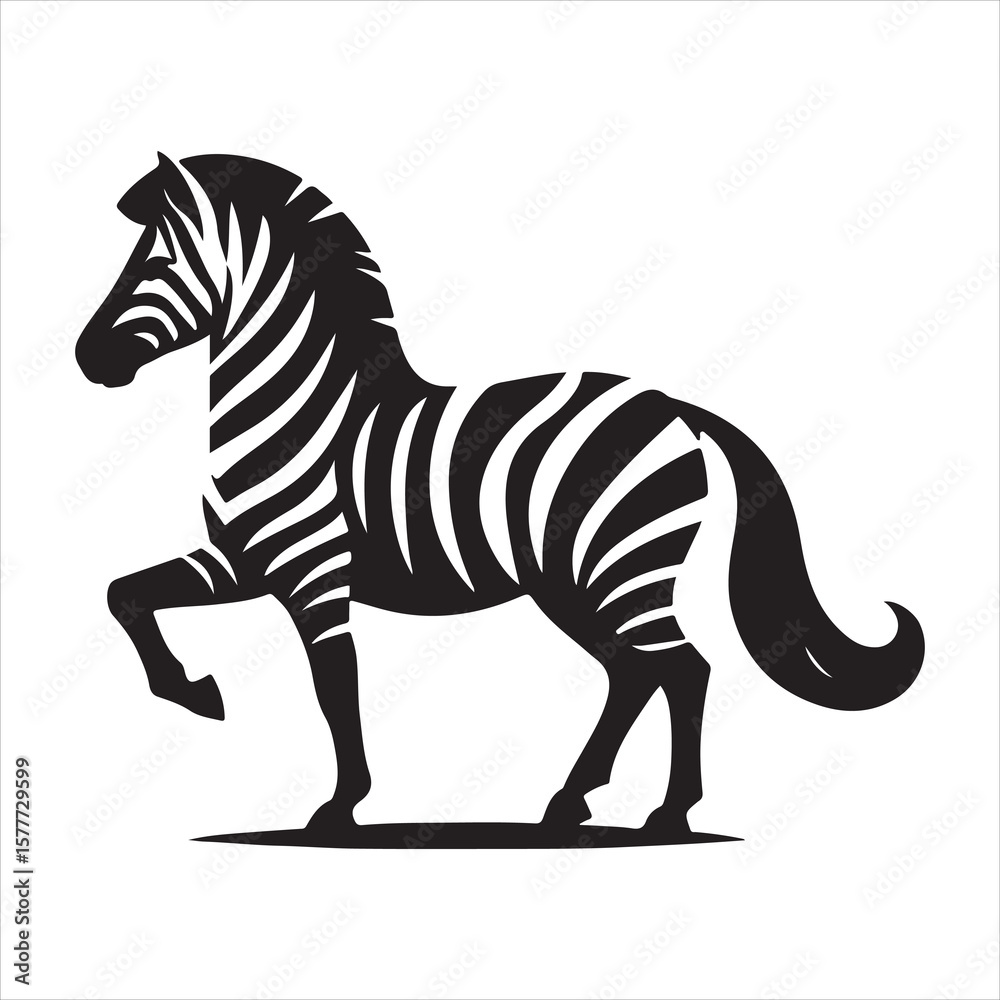 Obraz premium Silhouette vector of a zebra standing on a white background