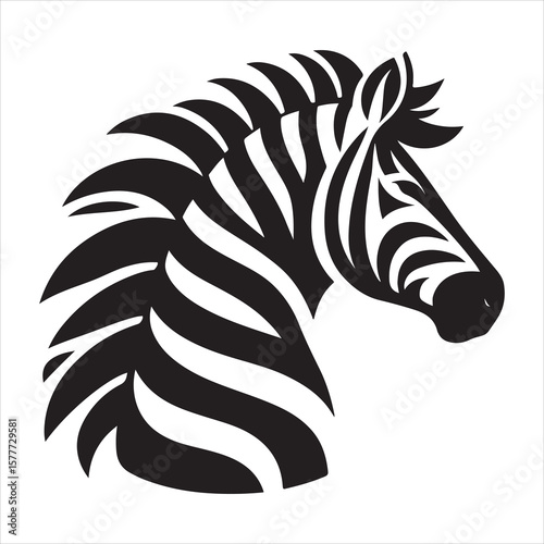 Silhouette vector of a zebra standing on a white background