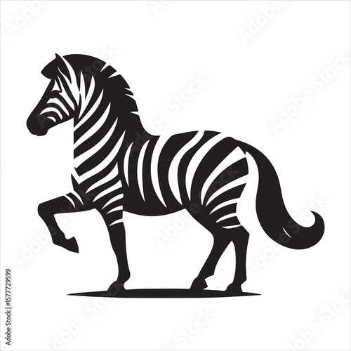 Silhouette vector of a zebra standing on a white background