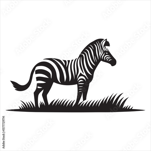 Silhouette vector of a zebra standing on a white background