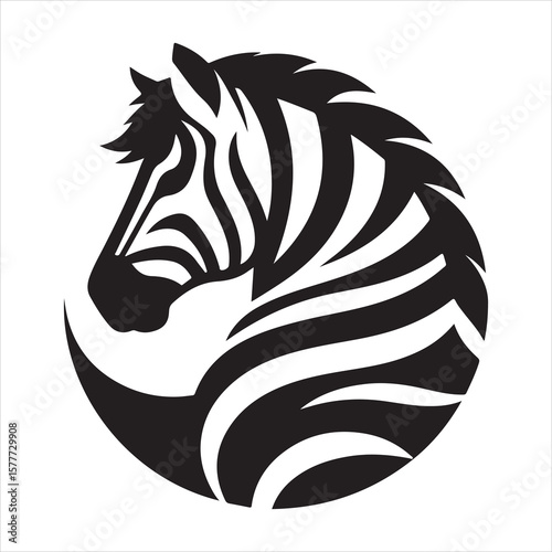 Silhouette vector of a zebra standing on a white background