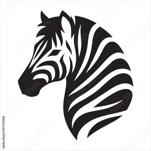 Silhouette vector of a zebra standing on a white background