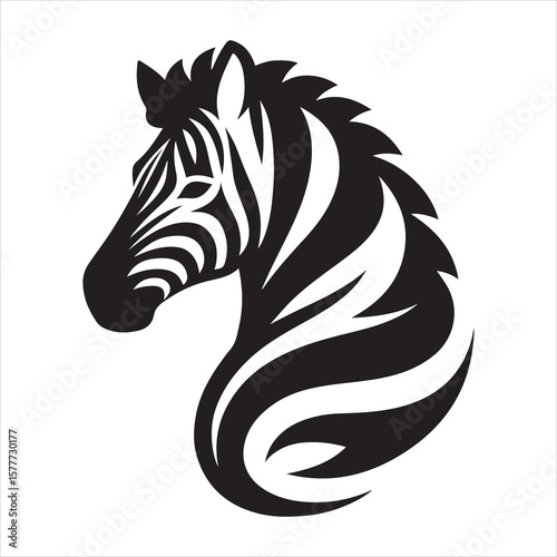 Silhouette vector of a zebra standing on a white background
