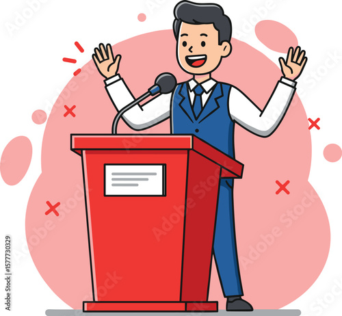 Engaging Public Speaker Presentation on Technology and Education in a Vector Graphic Environment