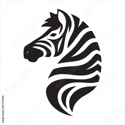 Silhouette vector of a zebra standing on a white background