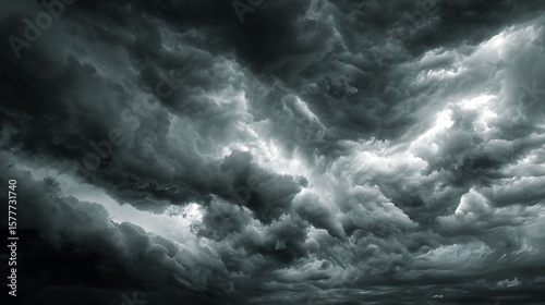 Ominous sky filled with dark stormy clouds creating a dramatic and intense atmospheric scene in nature