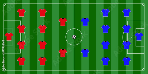 Tactical board with 4-4-2 alignment with ball