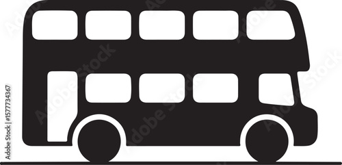 Double Decker Bus Silhouette Vector Icon on White Background