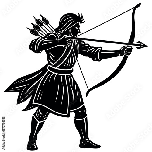 archer-pulling-a-bowstring-with-a-quiver 