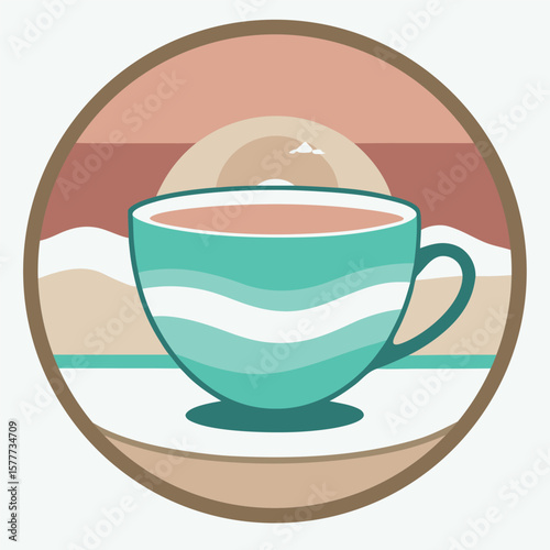 a-stylized-teacup-with-the-sunset-mirrored-in-its-.eps