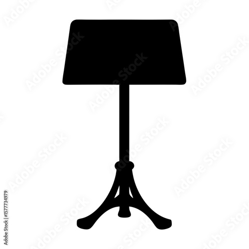 Simple black silhouette of a music stand for holding sheet music