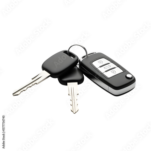 Three keys attached to a key ring are displayed on white or transparent background
