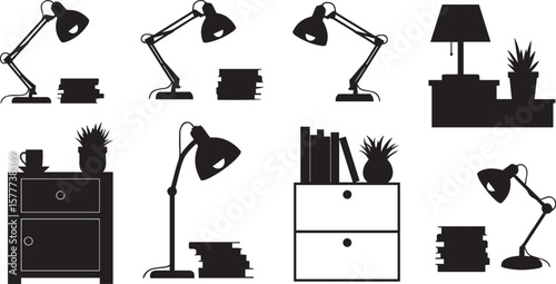 vector illustration of  Minimalist bedside setups