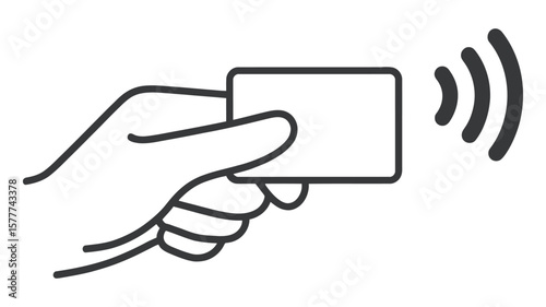 Hand Holds Card with Contactless Payment Wireless Technology, Transparent Background
