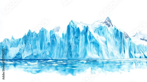 Perito Moreno Glacier. Perito Moreno Glacier hand drawn watercolor illustration
