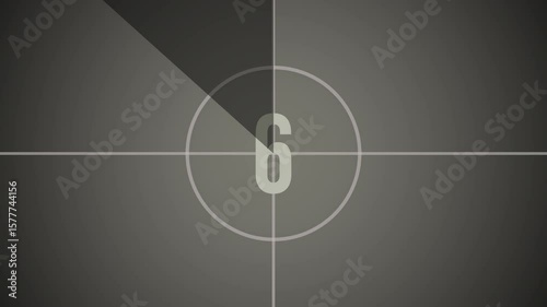 10 seconds old film countdown animation with black background. Countdown movie from 10 to 0 number. 4k video animation