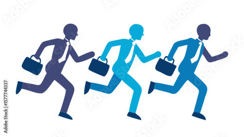 Businessmen running with briefcases vector illustration for business competition and career race concept