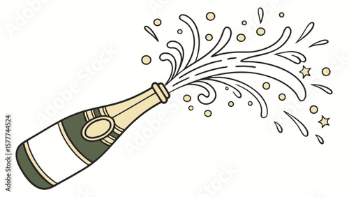 Celebrate special occasions with champagne bottle popping drawing illustration vector image design