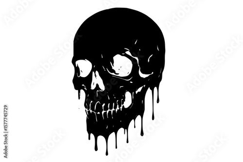 Artistic Black Skull Silhouette with Dripping Effect
