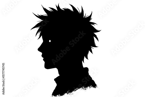 Profile Silhouette of a Young Person with Spiky Hair