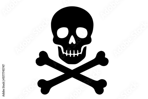 Skull and Crossbones Silhouette on White Background