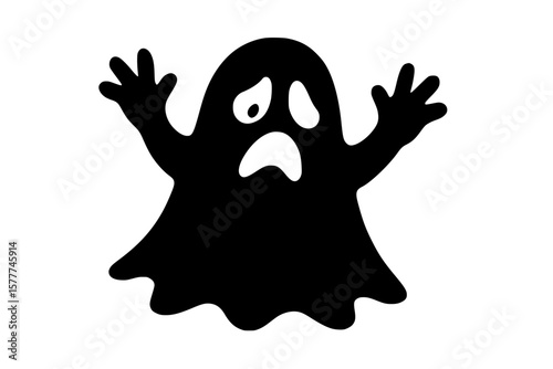 Eerie Black Ghost Silhouette with Outstretched Arms