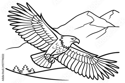 coloring page line art the eagle black vector