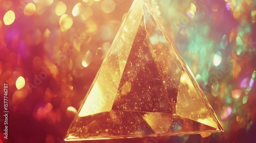 Glimmering Prism with Colorful Bokeh Background at Sunset Glow