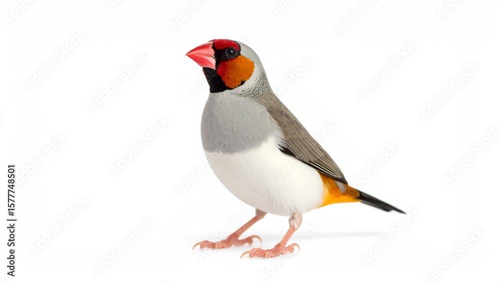 Fototapeta premium Beautiful Gualdian finch bird on white background