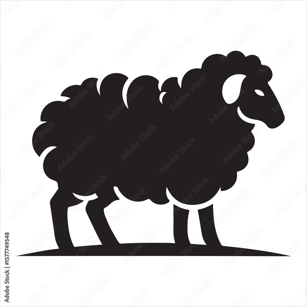 Obraz premium Silhouette vector of a sheep standing on a white background