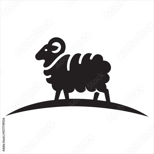 Silhouette vector of a sheep standing on a white background