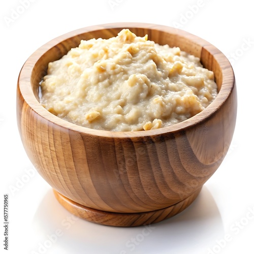 Wallpaper Mural Creamy oat porridge in wooden bowl Torontodigital.ca