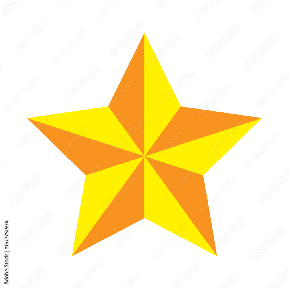 Obraz premium Bright Geometric Yellow Star with Gradients on a White Background