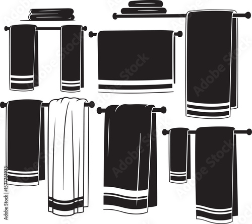 vector illustration of Towels on racks