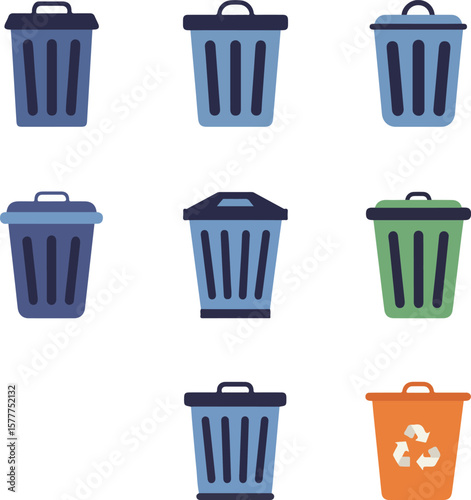 Waste Management and Recycling Vector Icons.

