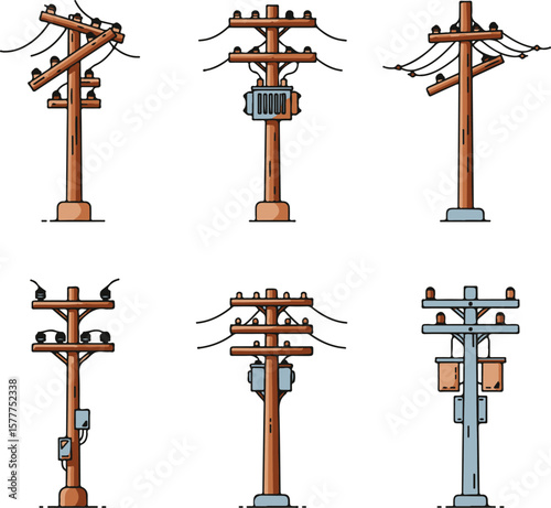 Power Lines and Electricity Infrastructure Illustrations.


