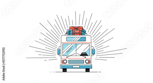 Adventure awaits as the vintage tour bus travels on its exciting journey