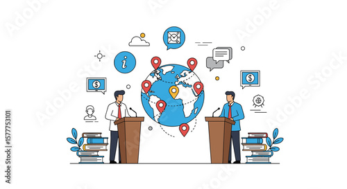Global Debate and Discussion Featuring International Communication and Collaboration