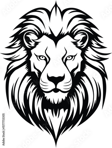 lion head vector majestic king face silhouette, lion head vector bold mane animal logo design