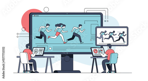 Creative Team Collaborating on Motion Graphics and Animation Projects on Computers